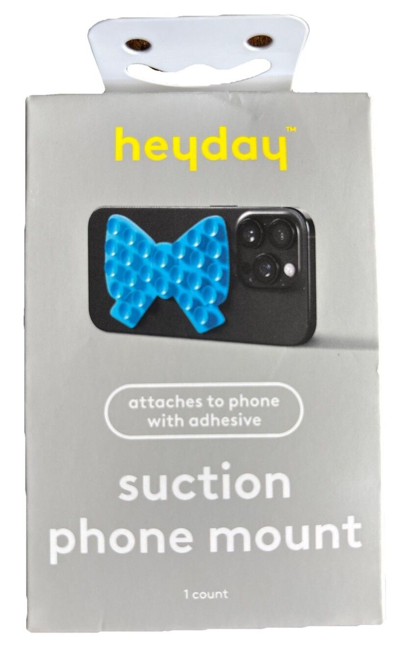 Heyday Blue Bow Suction Phone Mount Silicone Grip Holder Universal New